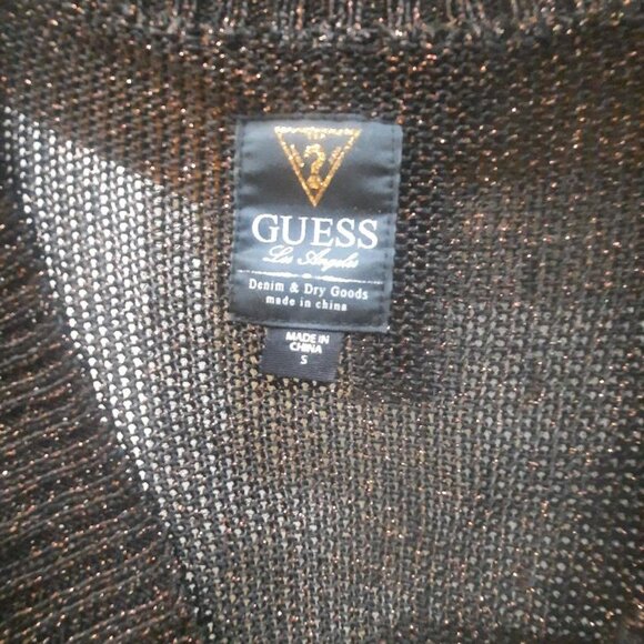 Guess Womens Metallic Long Sleeve Tunic V Neck Sweater Size Small - Picture 3 of 7